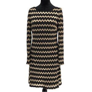 Nine West Dress Womens 10 Lace Overlay Sheer Zigzag Chevron Metallic Party‎ GNO
